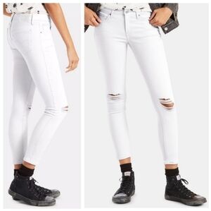 Levi's 711 White Distressed Ripped Low-Rise Skinny Jeans Women's Size 27